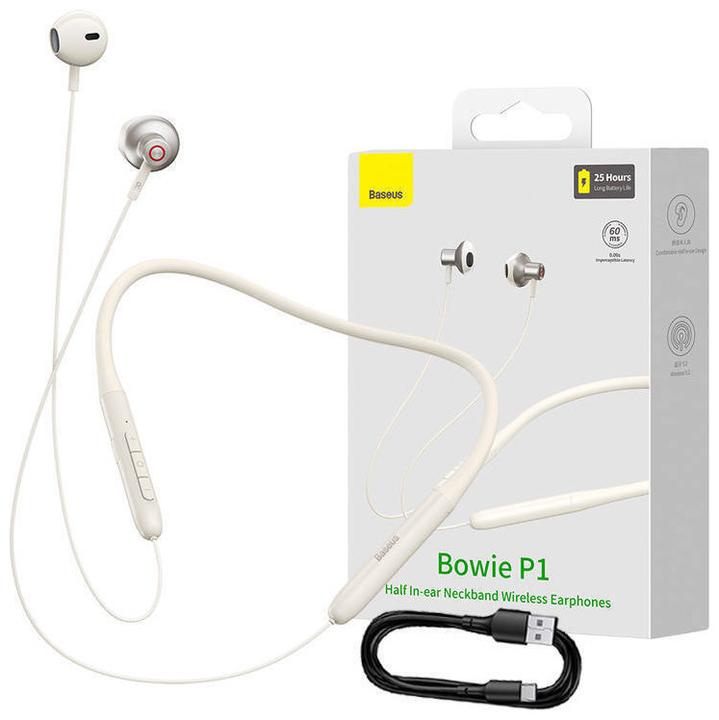 Produktbild Baseus Neckband Magnetic Sport Earphones Bowie P1 (creamy-white) (25 h, Kabellos)