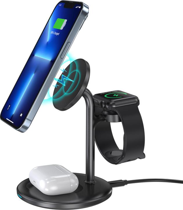 Image du produit Choetech Chargeur sans fil avec support 3en1 (noir) (15 W)