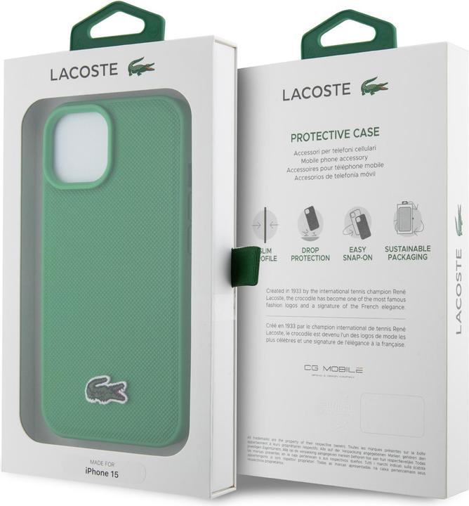 Produktbild Lacoste LCHMP15SPVCN iPhone 15 6.1" zielony/green hardcase Iconic Petit Pique MagSafe (Apple iPhone 15)