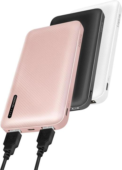 Produktbild LogiLink Mobiler Zusatzakku, 10.000 mAh, 2x USB, schwarz tragbarer Zusatzakku für Smartphones & Tablet-PCs (10000 mAh, 10 W, 37 Wh)