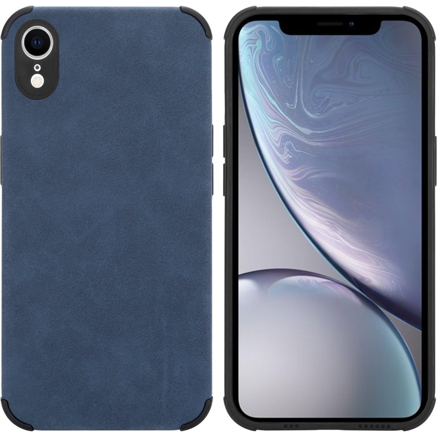 Cadorabo Hülle für Apple iPhone XR im TPU Matt Leder LM161 Style (Apple iPhone XR), Smartphone Hülle, Blau