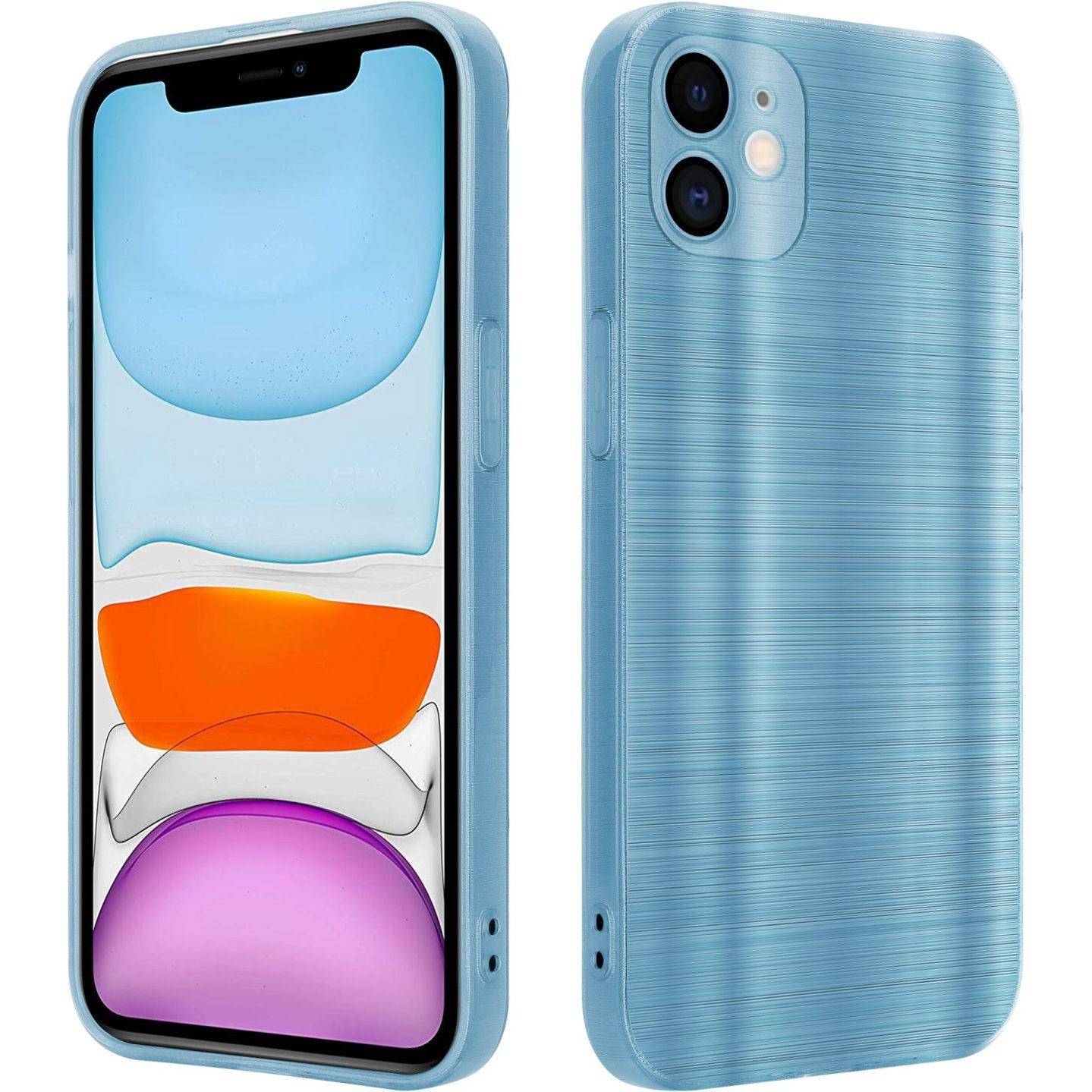 Cadorabo Hülle für Apple iPhone 11 im TPU Brushed Kameraschutz LM160 Style (Apple iPhone 11), Smartphone Hülle, Türkis