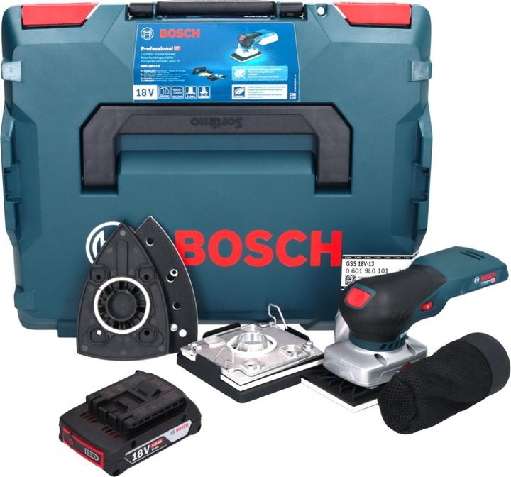 Produktbild Bosch Professional Bosch GSS 18V-13 Akku Schwingschleifer 18 V + 1x Akku 2,0 Ah + L-BOXX - ohne LadegerÃ¤t (Schwingschleifer)