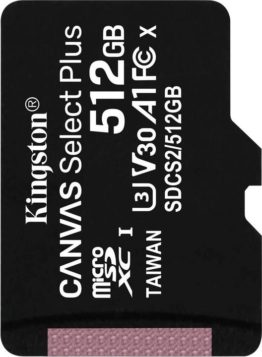 Actual product image Kingston Canvas Select Plus (512 GB, microSDXC, U3, UHS-I)