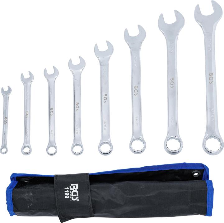 Actual product image BGS Combination Spanner Set Inch Sizes 1/8" - 9/16" Withworth 8 pcs.