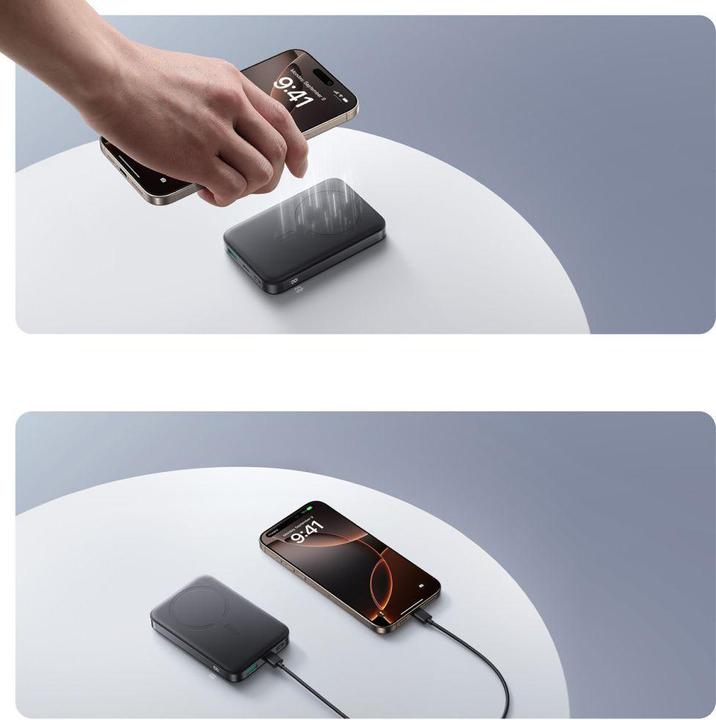 Produktbild Joyroom magnetic wireless powerbank JR-PBM12 22.5W with handle (black) (10000 mAh, 22.50 W, 38.50 Wh)