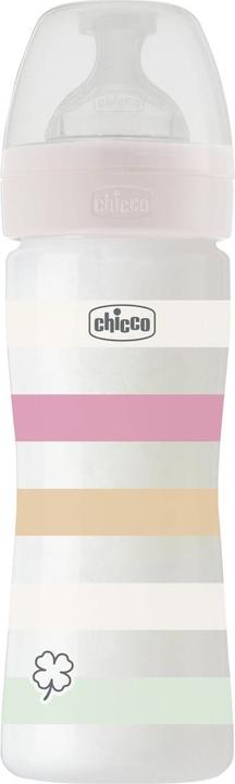 Chicco Baby bottle, PP, 0% BPA, 250 ml, physiological teat silicone, medium flow, WHITE - 2m+. (250 ml)