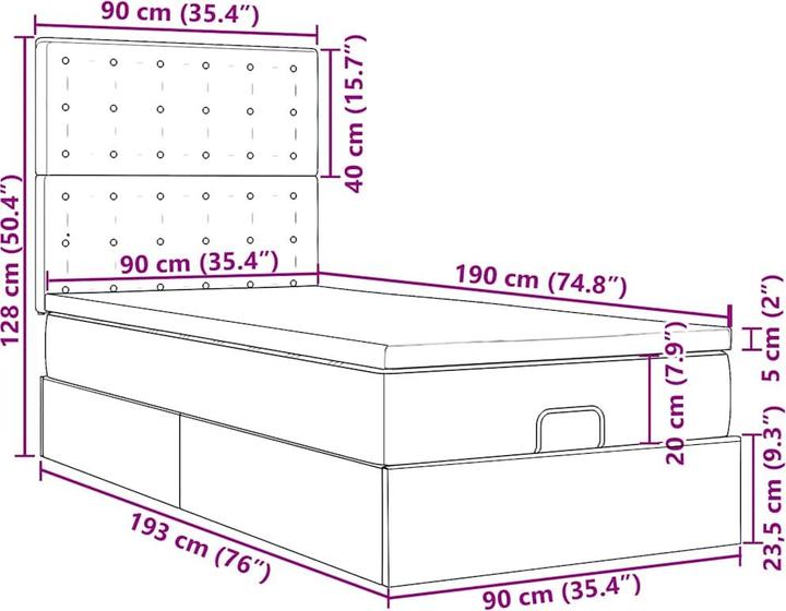 Actual product image vidaXL Ottoman-Bett (90 x 190 cm)