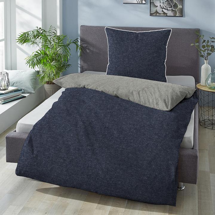 Produktbild Biberna Melange Flanell Wendebettwäsche 840500 (Duvetbezug, 155 x 220 cm, 80 x 80 cm)