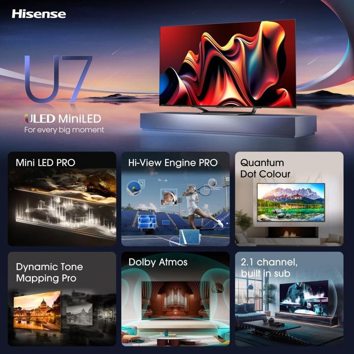 Immagine prodotto Hisense TV 75U7NQ (75", U7N, Mini-LED, 4K, 2024)