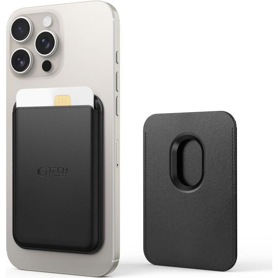 Tech-Protect Portacarte magnetico universale Magwallet Magsafe (Universale), Cover smartphone, Nero