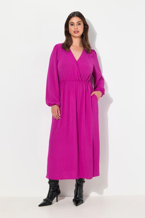 Produktbild Ulla Popken Midikleid, Wickeloptik, A-Linie, V-Ausschnitt, Langarm (50, 52)