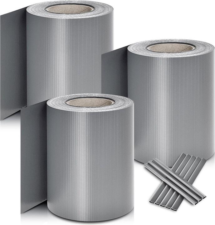 Juskys 3x Set PVC Sichtschutzstreifen - Hellgrau