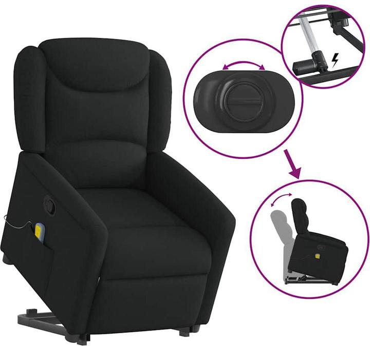 Produktbild VidaXL Massagesessel mit Aufstehhilfe Schwarz Stoff