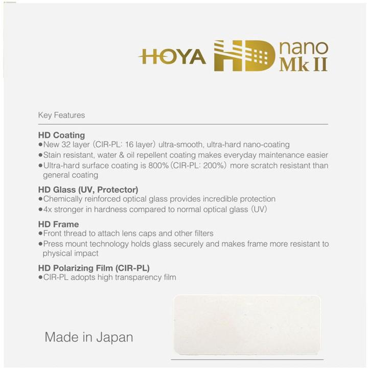 Immagine prodotto Hoya HD Nano Mk II CIR-PL Filter (72 mm, Filtri polarizzanti, 72 mm)