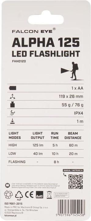 Actual product image Falcon Eye Alpha 125 1xR6 FHH0120 Taschenlampe (125 lm)
