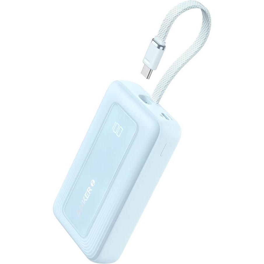 Anker - Power Bank Zolo (A1688031) - Type-C, USB, 10000mAh, 30W, with Type-C Cable - Light Blue (10000 mAh, 30 W) (55139622)