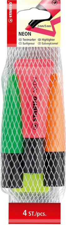 Produktbild STABILO NEON Textmarker (Gelb, Orange, Pink, Grün, 5 mm, 4 x)