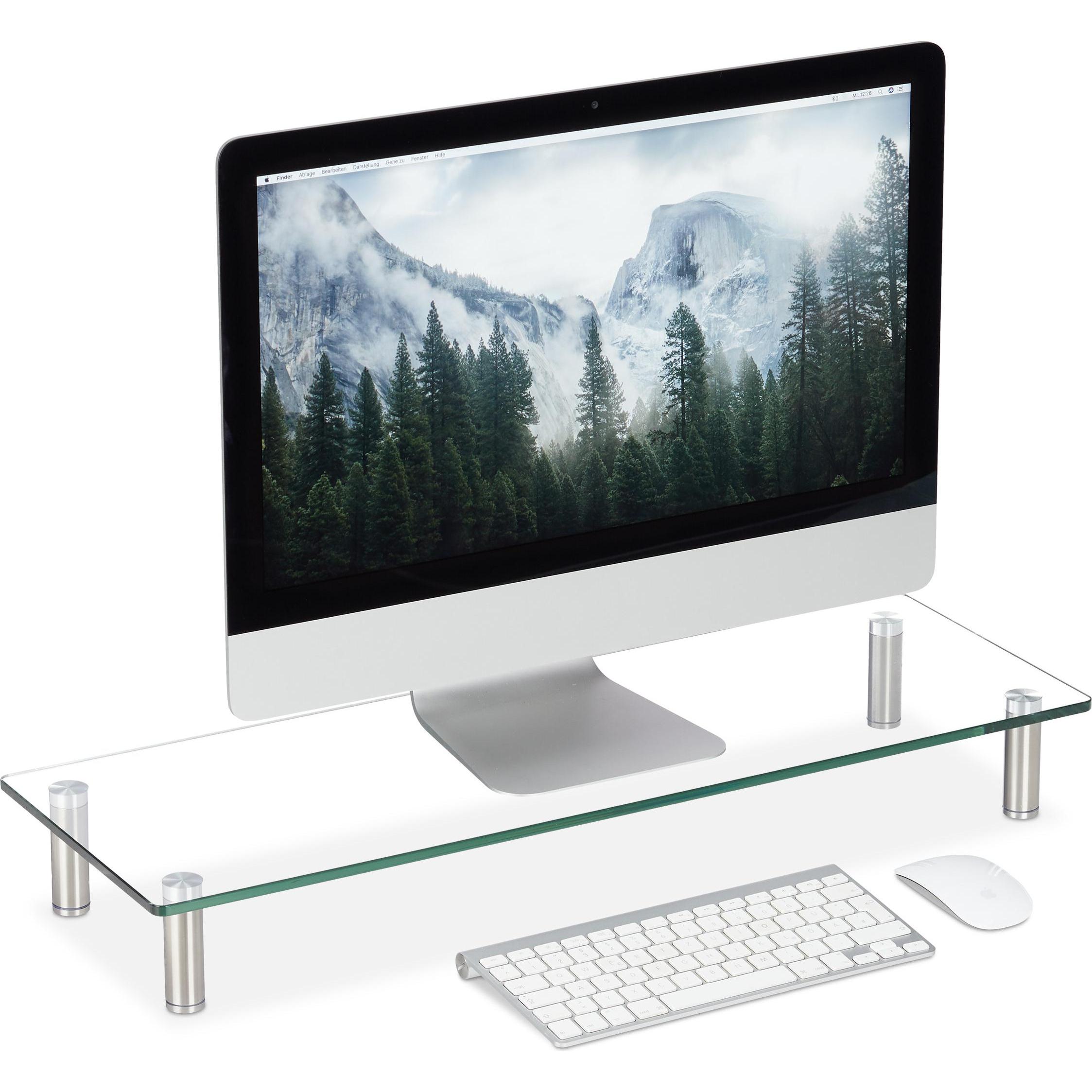 Relaxdays Monitorständer, Monitor Erhöhung, Transparent