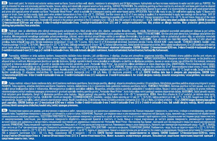 Nährwerte und Zutaten Pentacolor Facade Paints Villa Novus (Green C