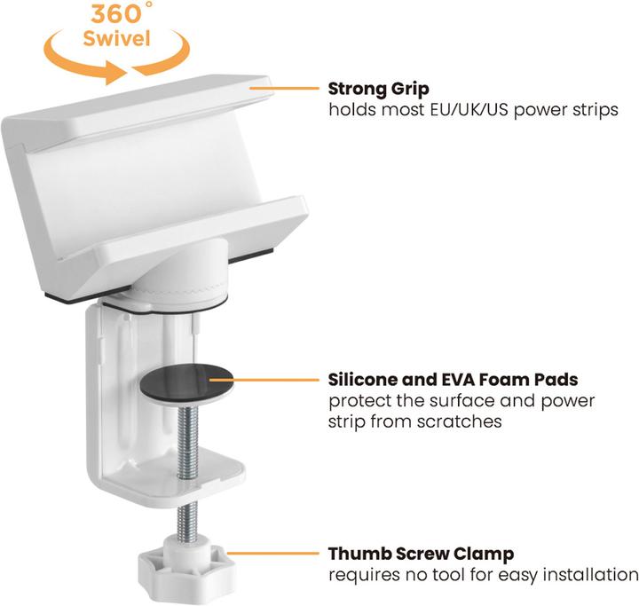 Image du produit Value Pince de table pour multiprise, pivotant à 360