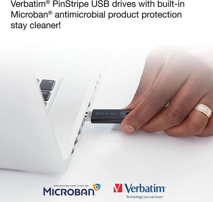 Image du produit Verbatim Clé USB PinStripe (128 Go, USB-A)
