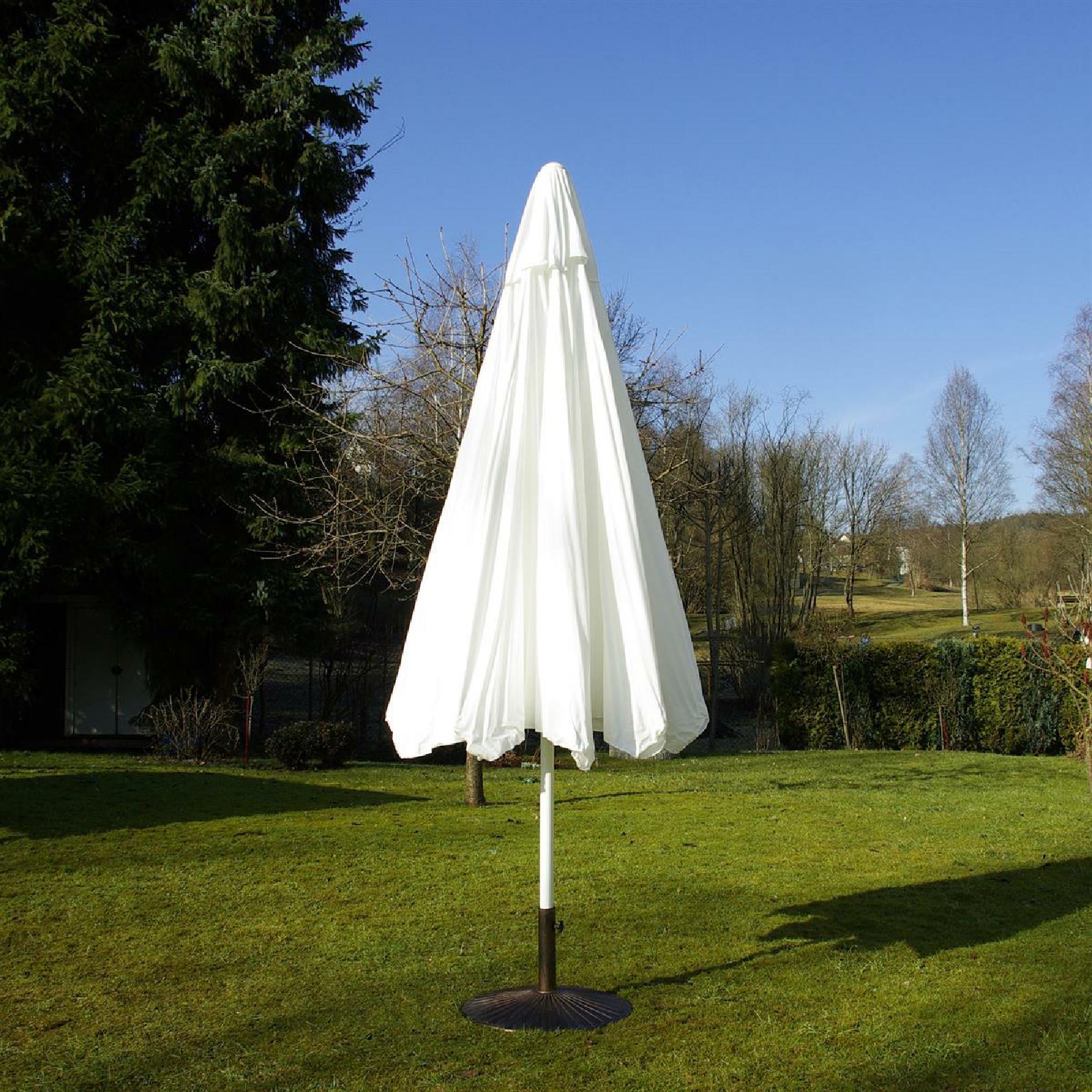 Thumbnail - VCM, Sonnenschirm, Sonnenschirm Marktschirm Ø 3,80m Weiss mit Kurbel Alu Gestell Sonnenschutz