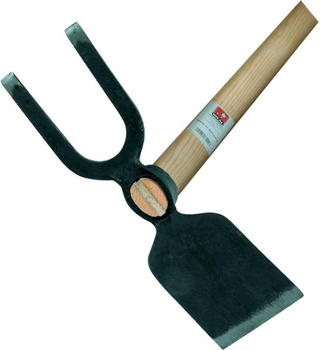 Idealspaten Garden hoe with wide blade 2 blunt tines forged oval eye ash handle 135 cm