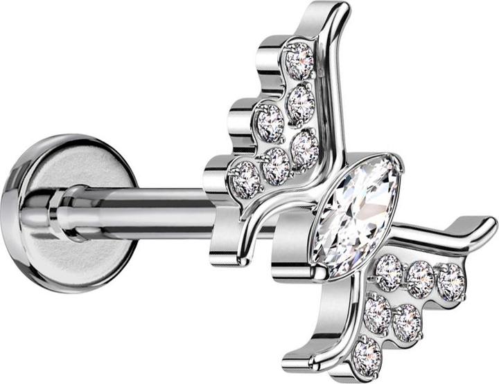 Immagine prodotto Star Piercing Micro Labret filo interno argento farfalla argento cristallo argento (senza ottone, Titanio)