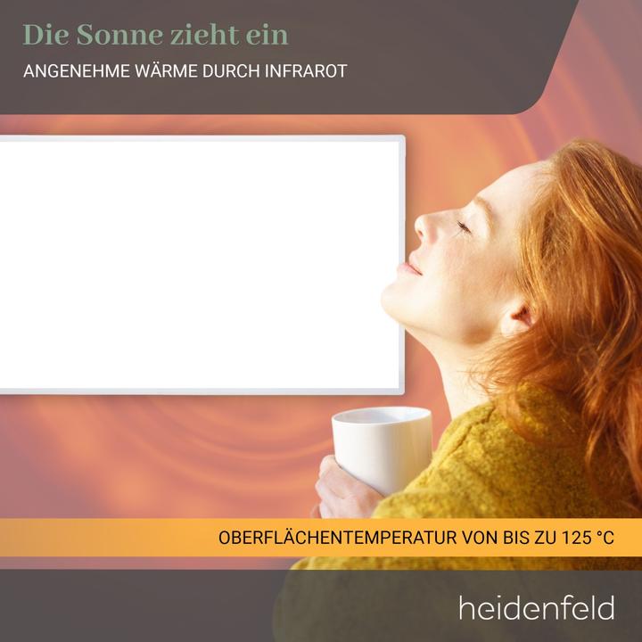 Produktbild Heidenfeld Infrarotheizung HF-HP100-2 Infrarot Wandheizung Heizkörper Heizung App (600 Watt) (600 W)