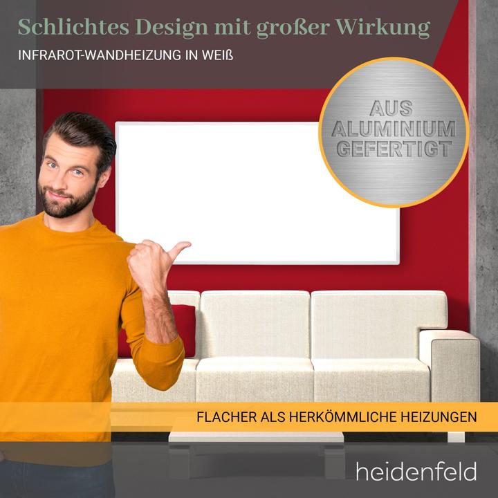 Produktbild Heidenfeld Infrarotheizung HF-HP100-2 Infrarot Wandheizung Heizkörper Heizung App (600 Watt) (600 W)