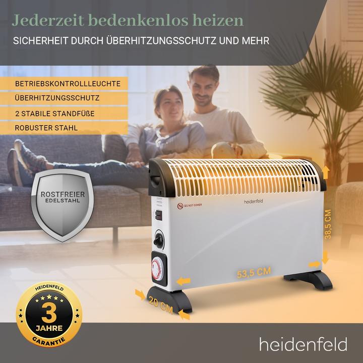 Image du produit Heidenfeld Chauffage par convecteur HL200 Chauffage électrique Convecteur Chauffage Radiateur (Avec Turbo) (2000 W)