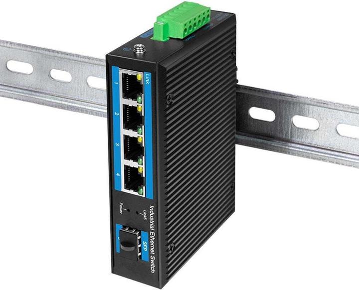 Produktbild LogiLink Industrie Gigabit Ethernet Switch, 4-Port 1000 Mbit/s + 1 Port SFP (5 Ports)