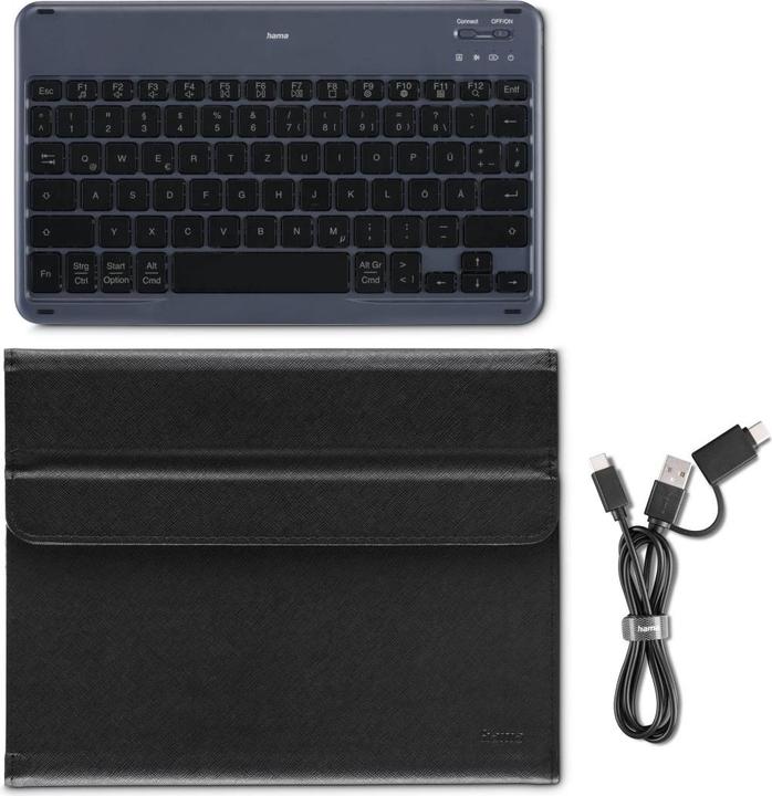 Produktbild Hama Bluetooth®-Tastatur Travel 500 für Tablets 7-11, Case, Schw., QWERTZ DE (00125137) (DE)