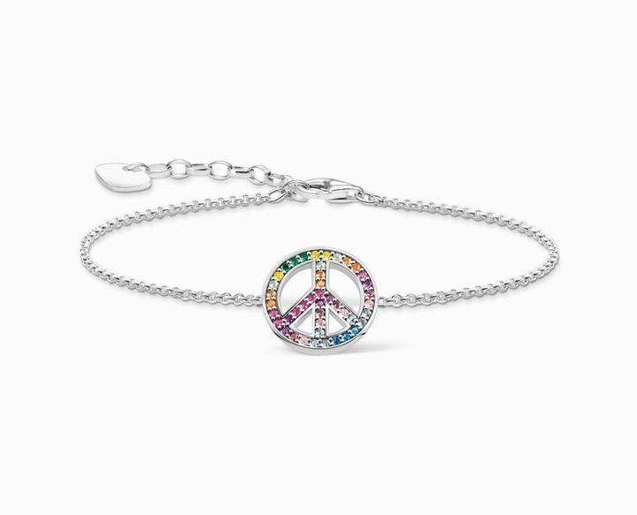 Actual product image Thomas Sabo Bracelet with Peace Sign and Colourful Stones Silver Blackened (19 cm, Sterling silver 925)