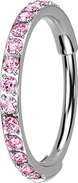 Immagine prodotto Star Piercing Anello a micro segmenti con cerniera in argento e cristalli laterali rosa (Titanio, senza ottone)