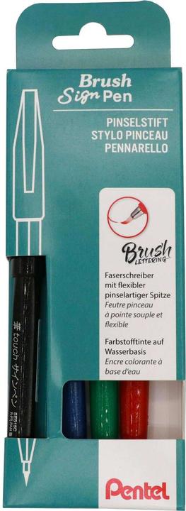Actual product image Pentel Brush Sign Pen, Fibre Pen (4x)