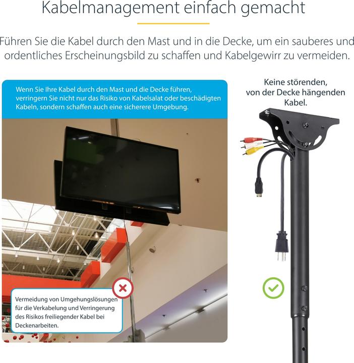 Immagine prodotto StarTech Montaggio a soffitto doppio back-to-back - per TV da 32 a 70 pollici - lunghezza dell'asta (Soffitto, 75", 90 kg)