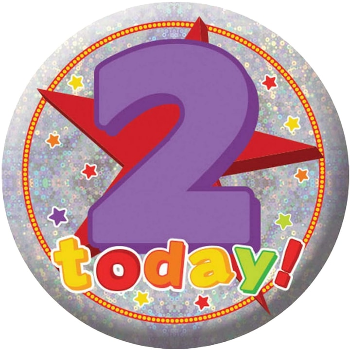 Produktbild Amscan holografisches Design PartyButton 2 Geburtstag