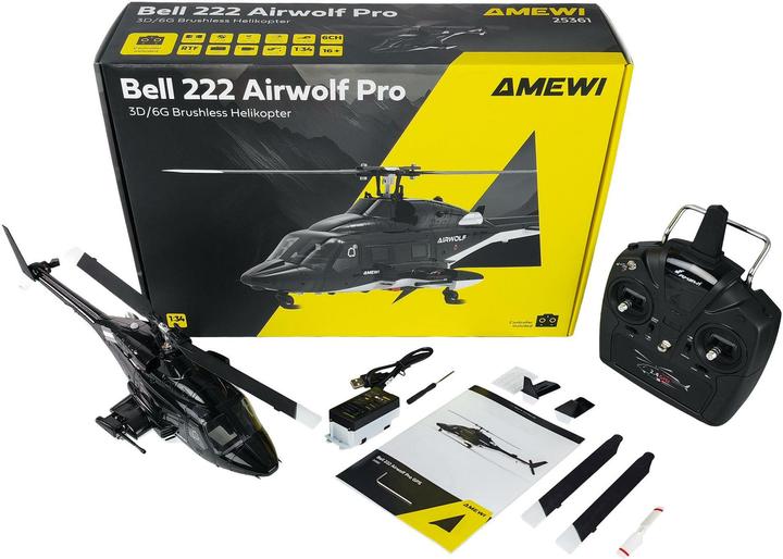 Immagine prodotto Amewi Bell 222 Airwolf Pro Helikopter 6-Kanal 3D/6G RTF