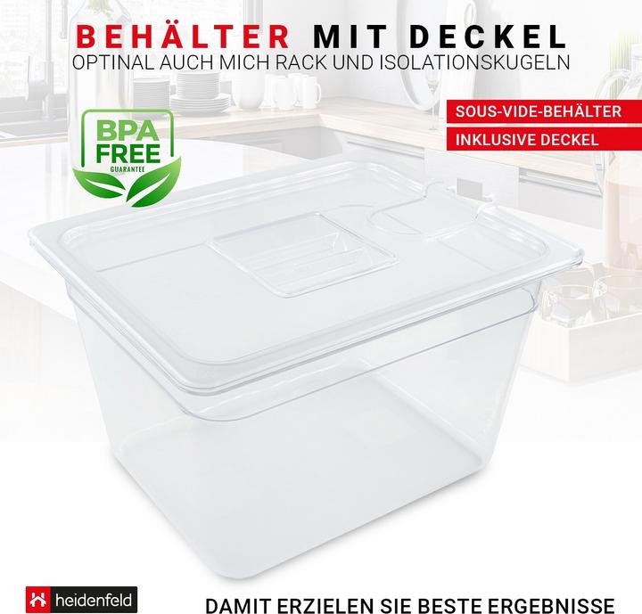 Actual product image Heidenfeld Sous-Vide Container Set SVS11 Basin 11 litres Sous-Vide Rack Balls (Container Set)