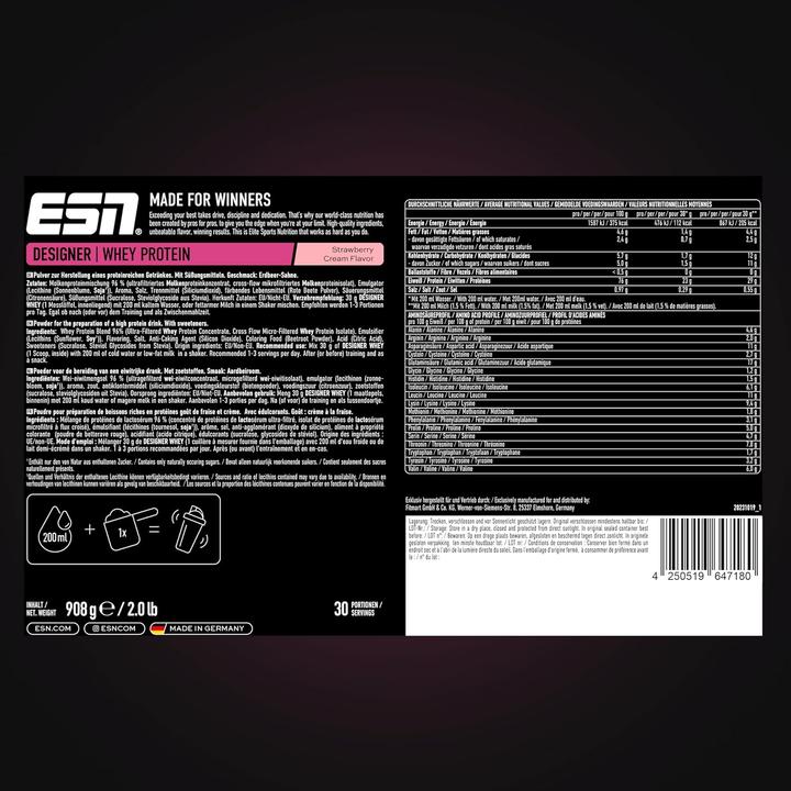 Actual product image ESN Designer Whey Protein (Crème, Strawberry, 1 pcs., 908 g)