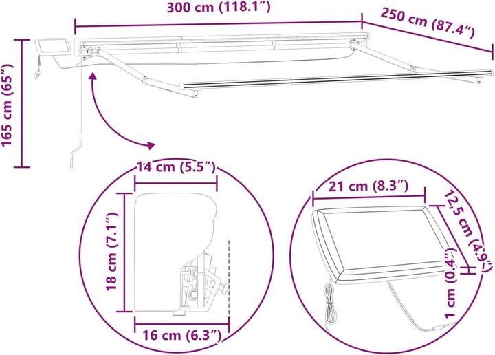 Produktbild vidaXL Einziehbare Markise (2.50 m)