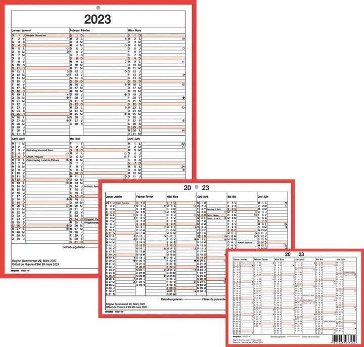 Produktbild Simplex Wandkalender (Quer, Kein Einband, Französisch, Deutsch)