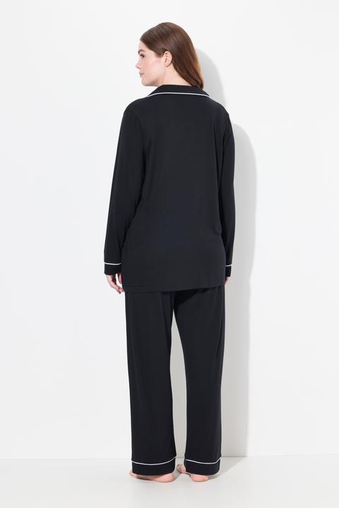 Actual product image Ulla Popken Contrast Piping Lapel Collar Pajama Set (62)