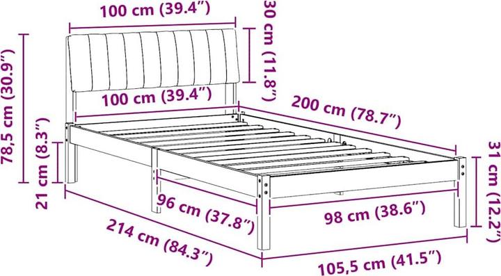 Image du produit vidaXL Plattformbettgestell (100 x 200 cm)