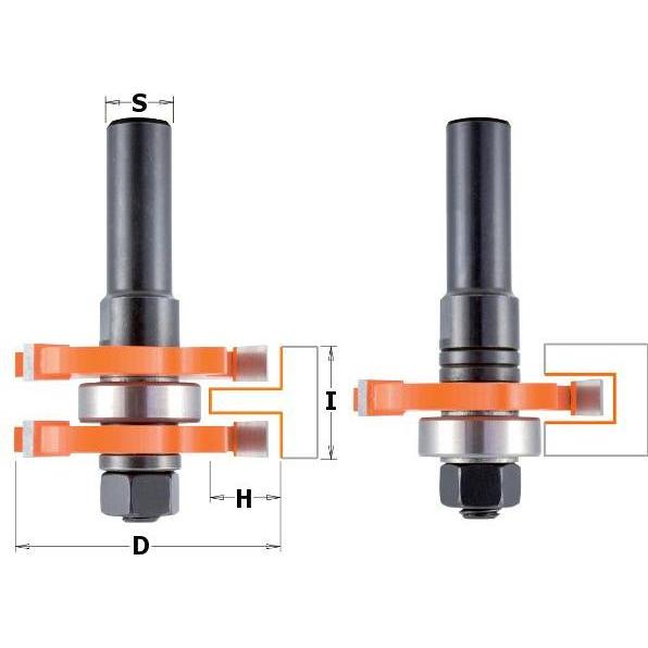 CMT, Punte per fresa, 900.126.11 Nut- und Federfräsersatz Welle= Ø8