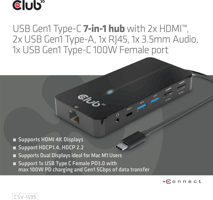 Produktbild Club 3D CSV-1595 (USB-C, 7 Ports)
