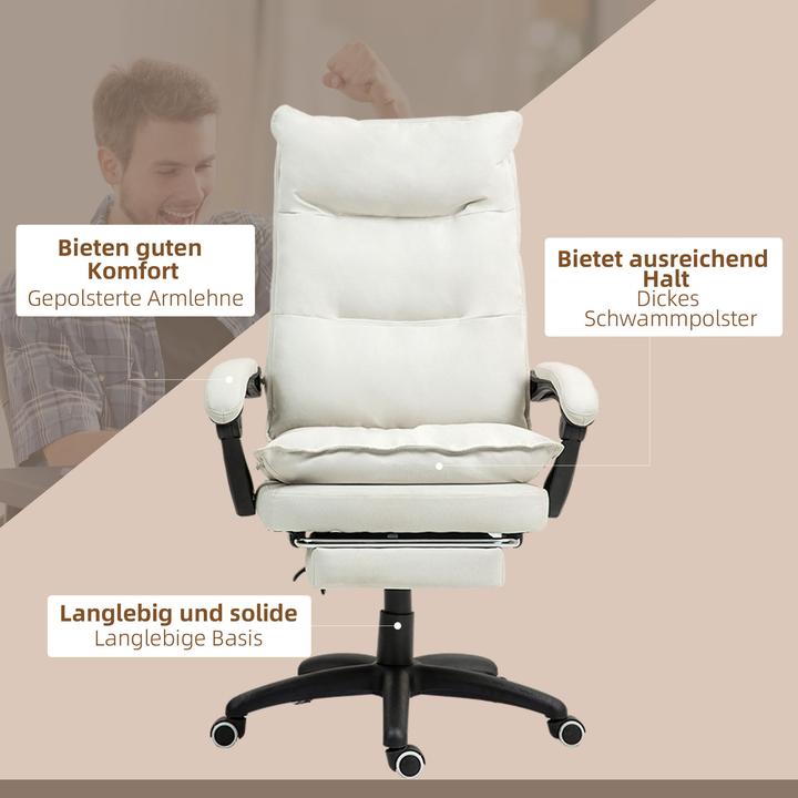 Produktbild Vinsetto Bürostuhl mit Massagefunktion Polyester Cremeweiss (58 - 68 cm)