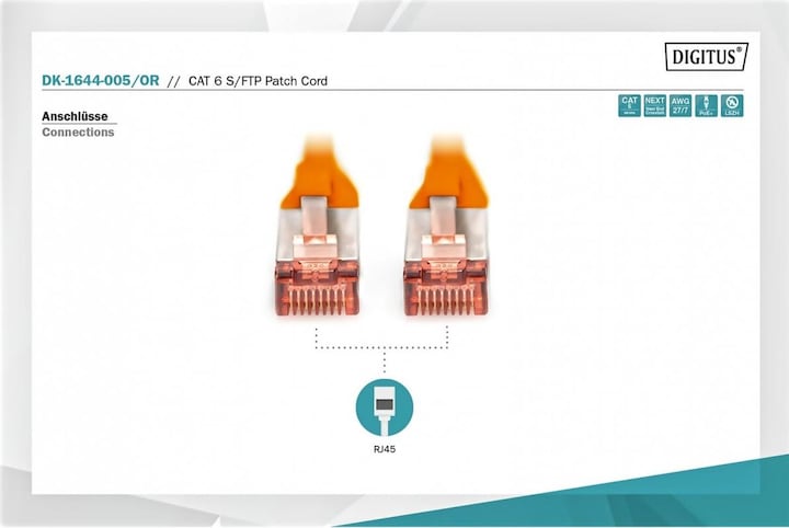 Actual product image Digitus Patch cable (S/FTP, CAT6, 0.50 m)